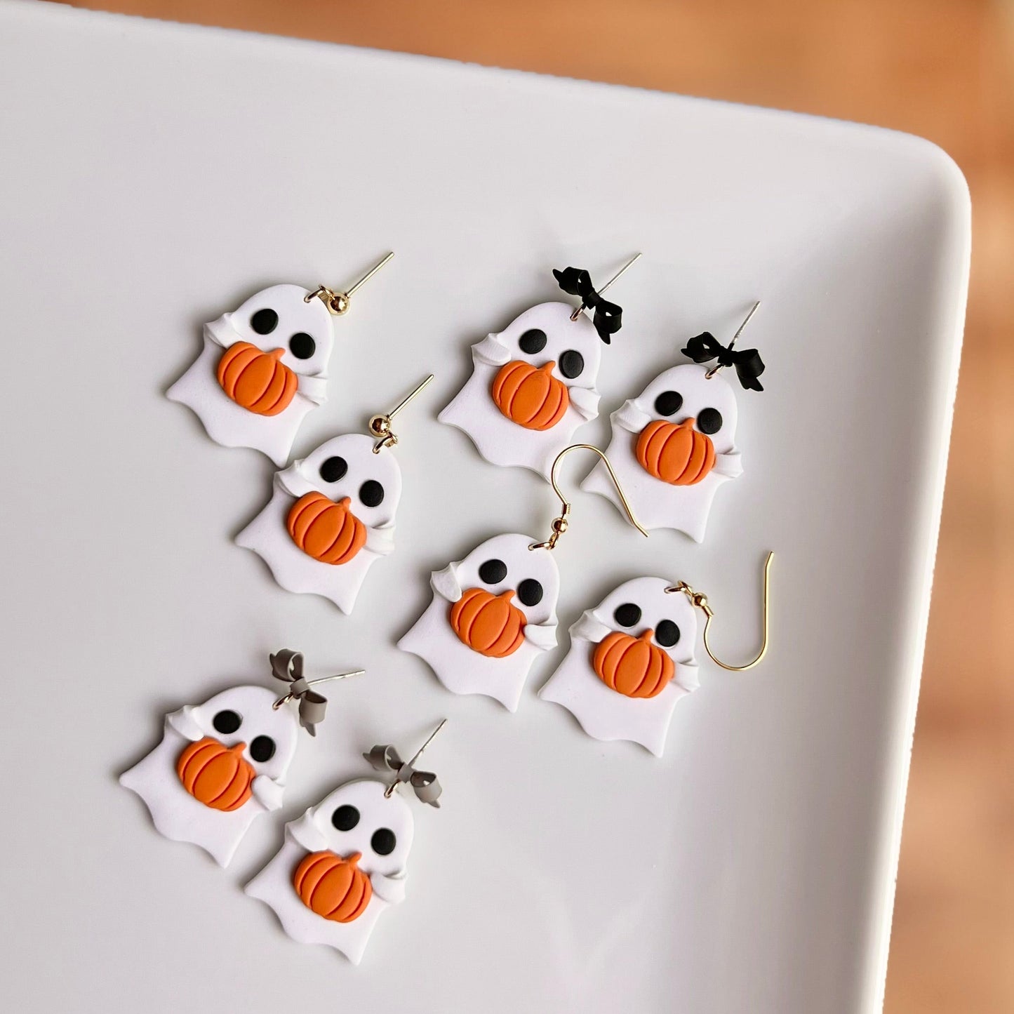 The Ghosti | Ghost Pumpkin Clay Earrings