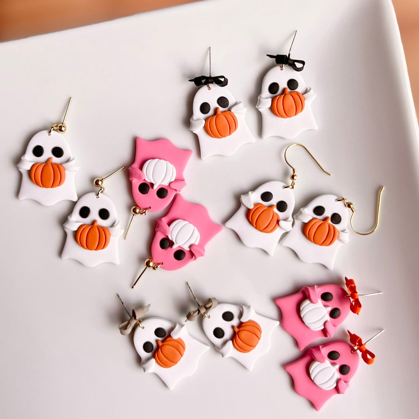 The Ghosti | Ghost Pumpkin Clay Earrings