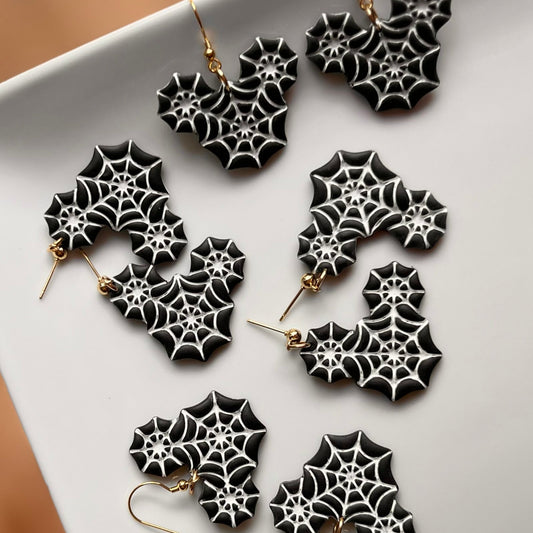The Spooki Micki | Magical Spider Web Clay Earrings