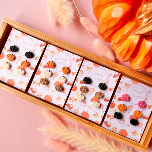 The Punkin Trio | Assorted Mini Pumpkin Clay Earring Studs - Set of 3
