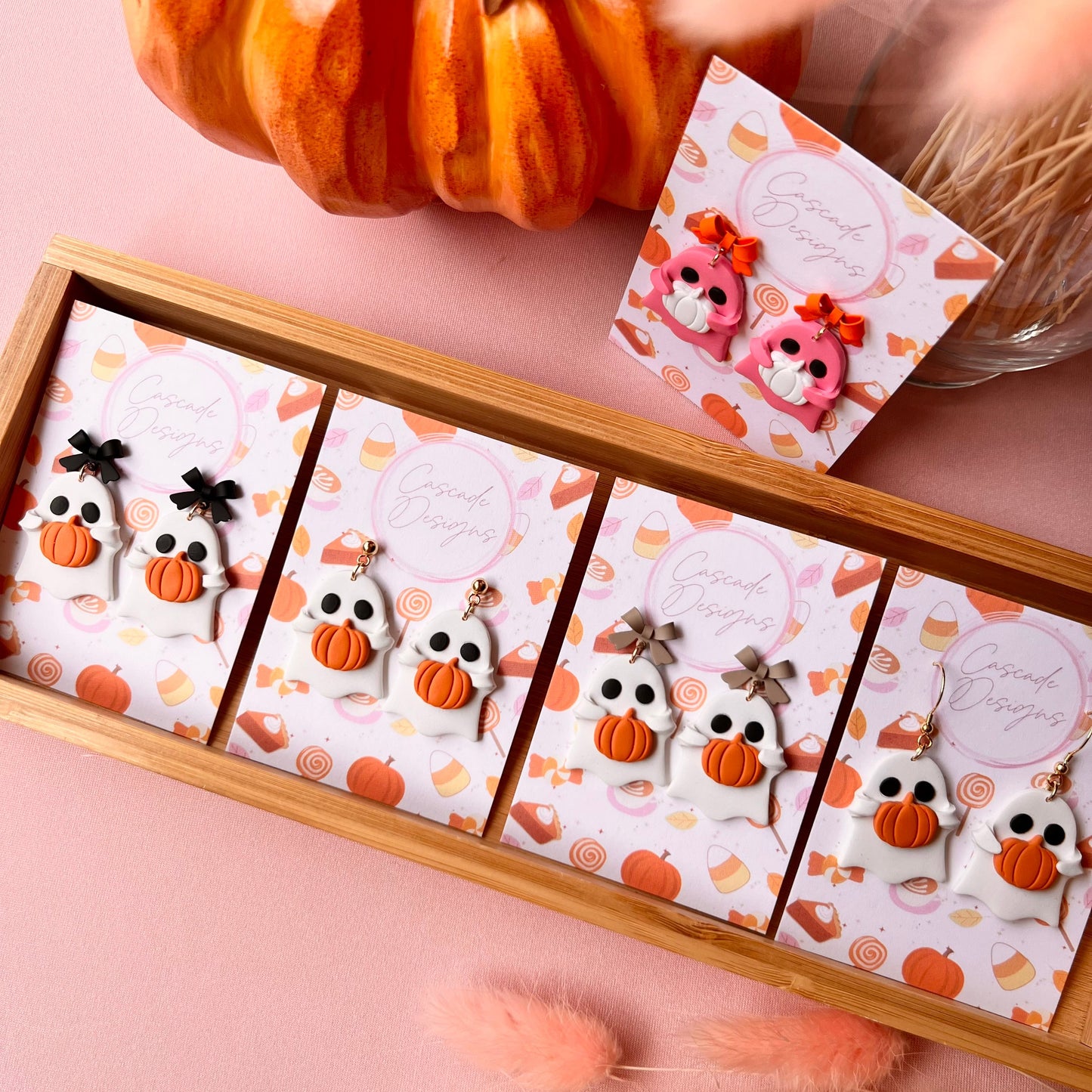 The Ghosti | Ghost Pumpkin Clay Earrings