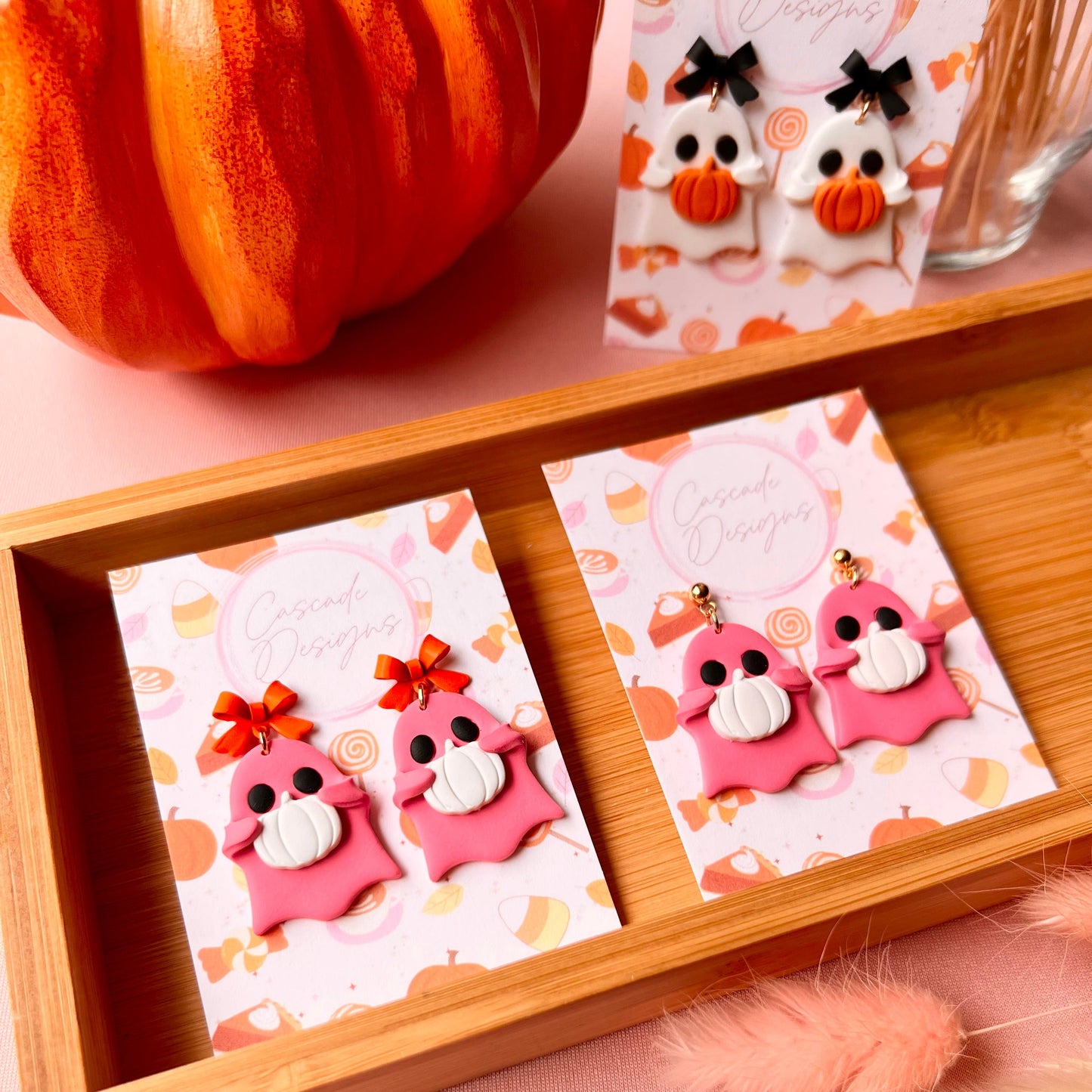 The Ghosti | Ghost Pumpkin Clay Earrings