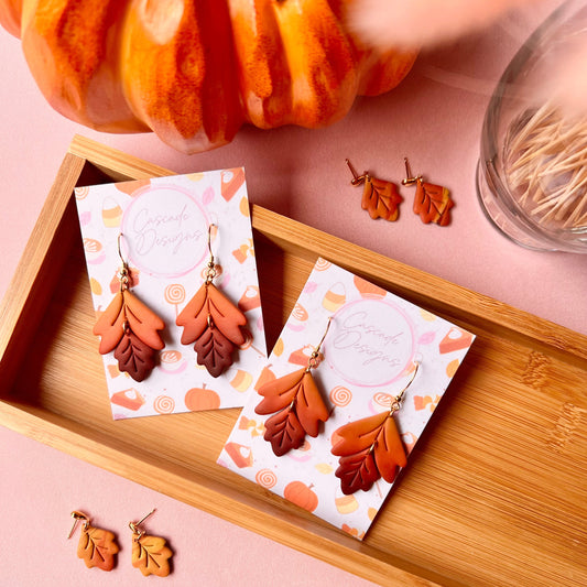 The Ember | Fall Ombre Leaf Clay Earrings