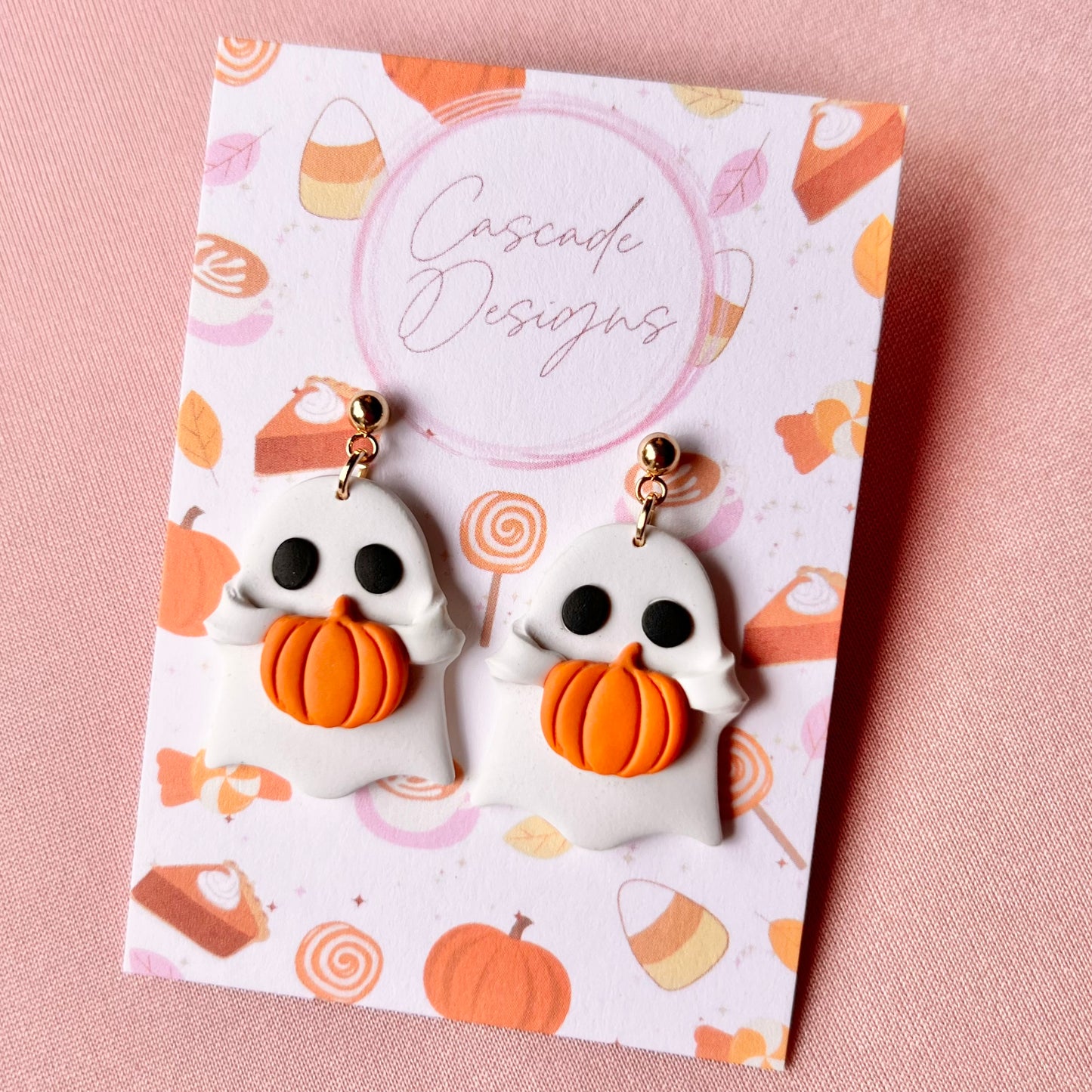 The Ghosti | Ghost Pumpkin Clay Earrings