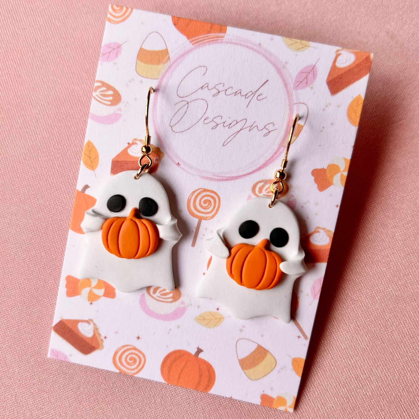 The Ghosti | Ghost Pumpkin Clay Earrings