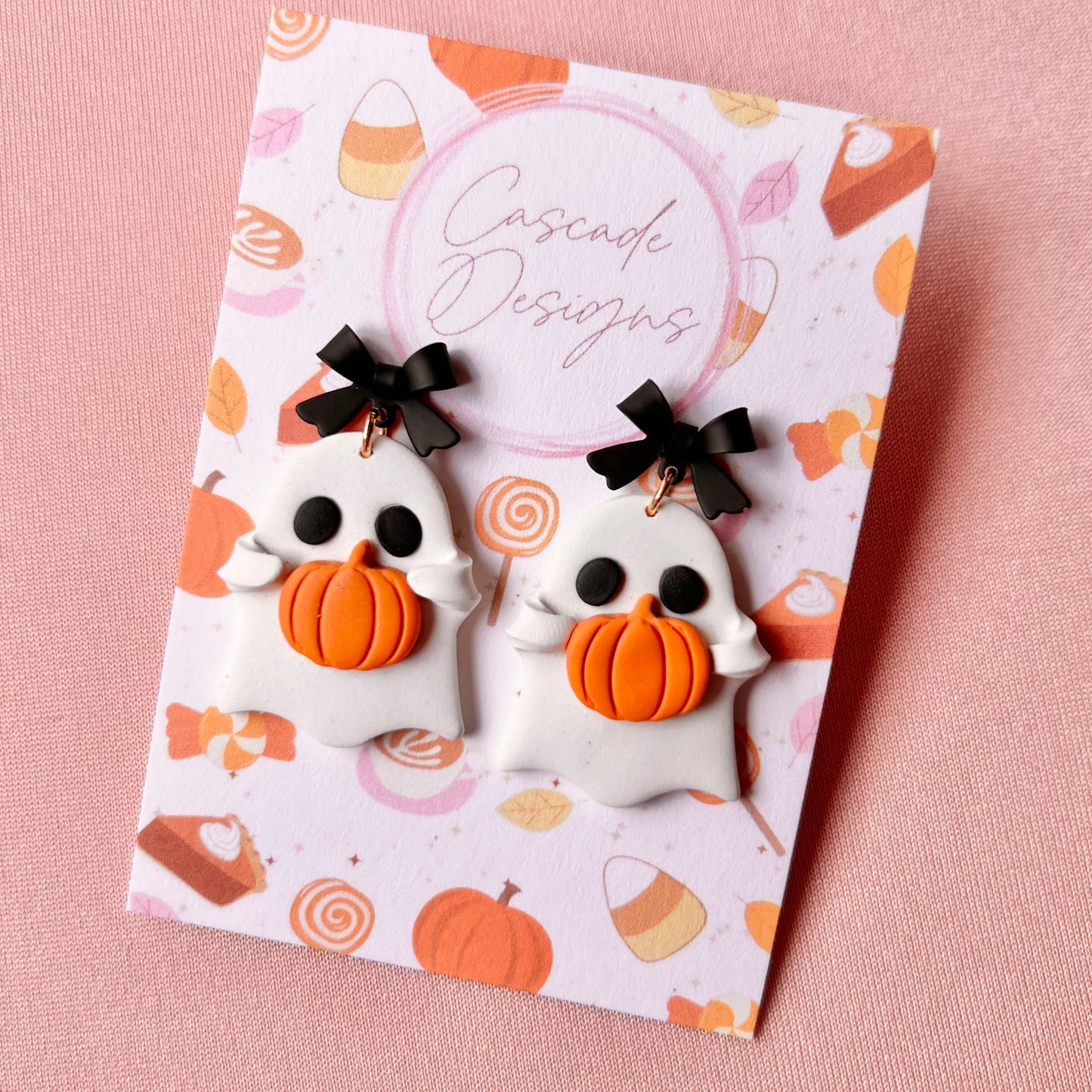 The Ghosti | Ghost Pumpkin Clay Earrings