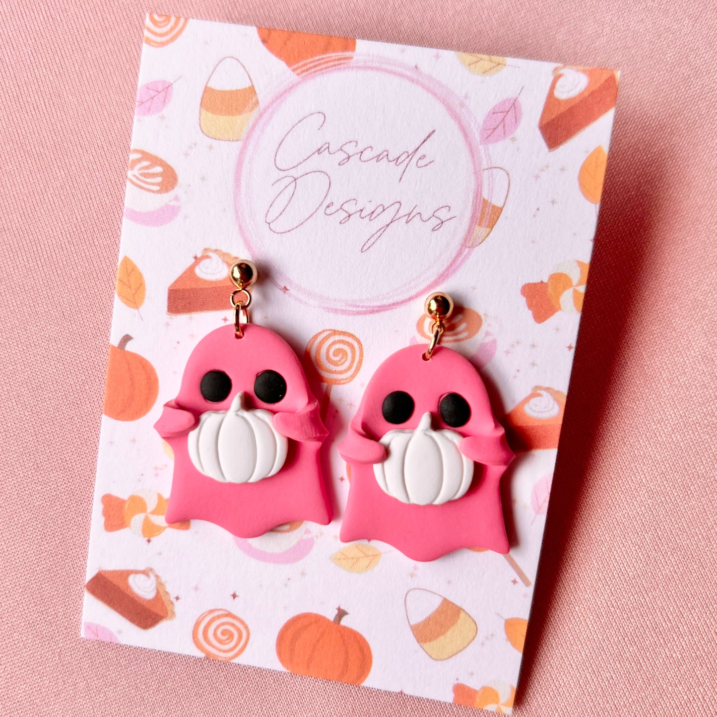 The Ghosti | Ghost Pumpkin Clay Earrings