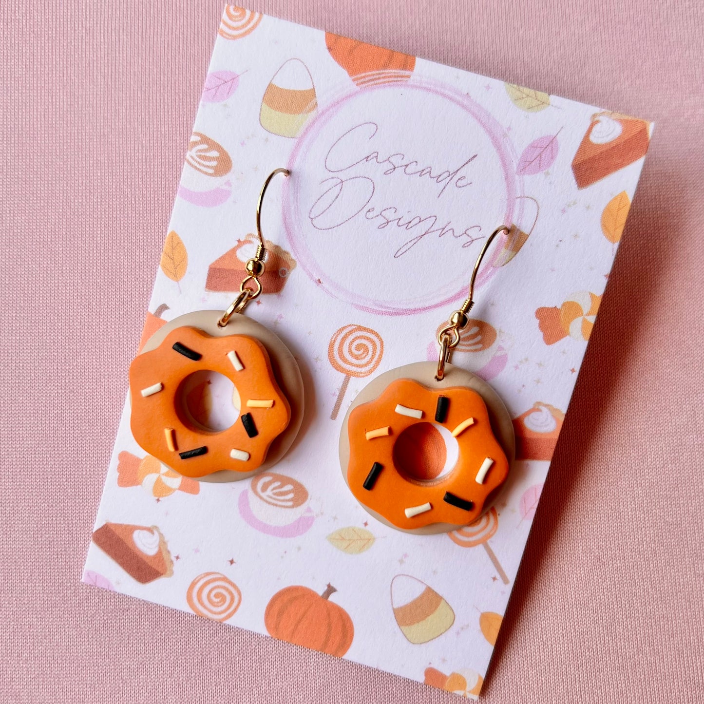The Spooki Sprinkle | Orange Donut Clay Earrings