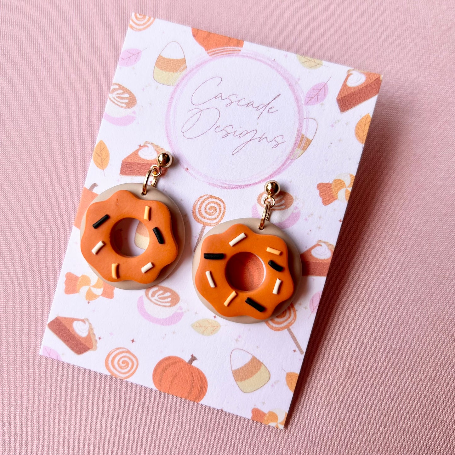 The Spooki Sprinkle | Orange Donut Clay Earrings
