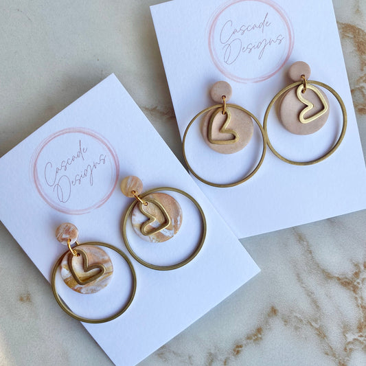 The Gold Amor | Heart Hoop Clay Earrings