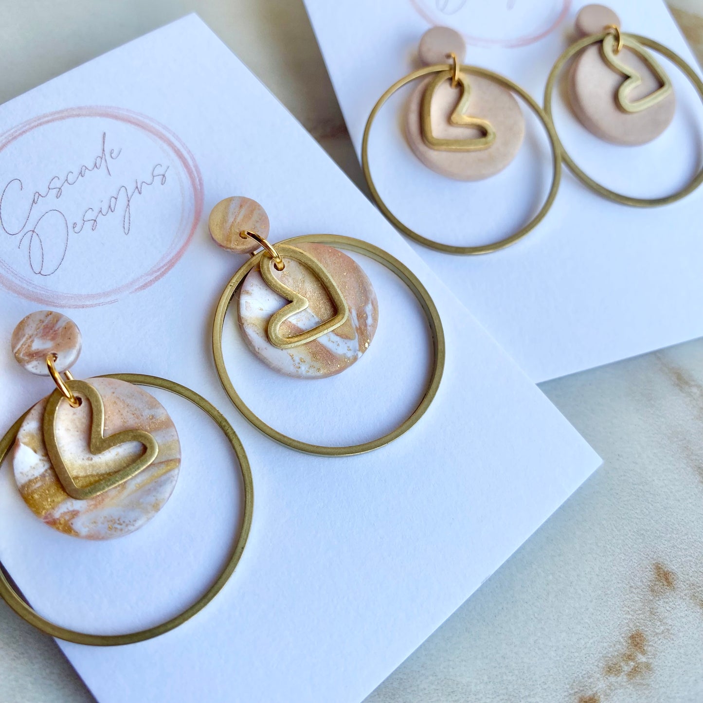 The Gold Amor | Heart Hoop Clay Earrings