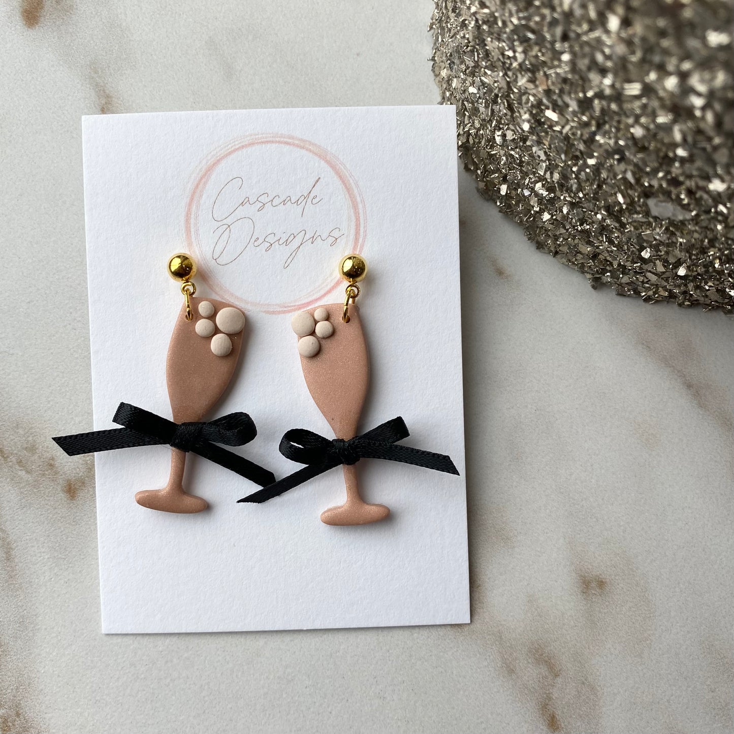 The Fizzi | Champagne Glass Clay Earrings