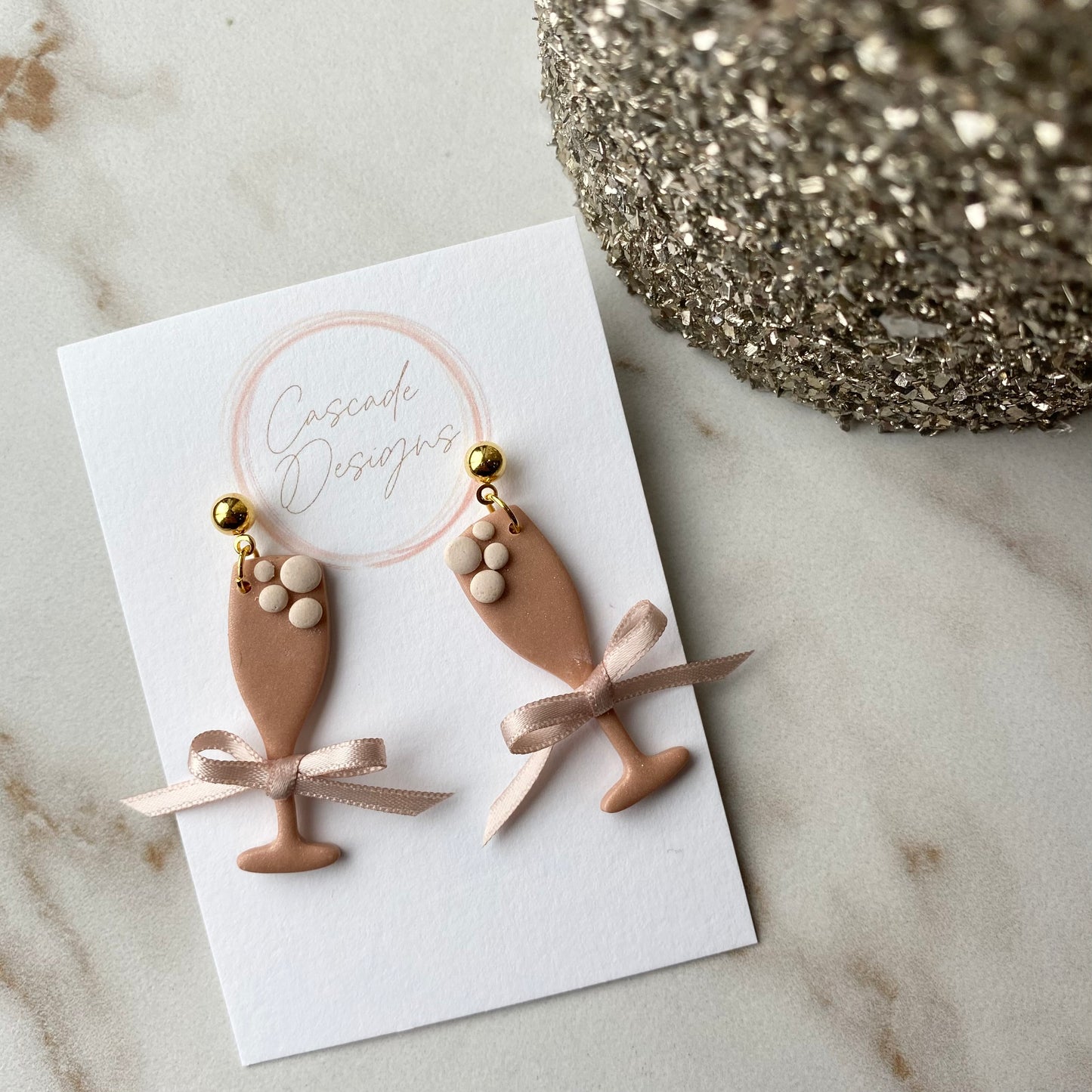 The Fizzi | Champagne Glass Clay Earrings