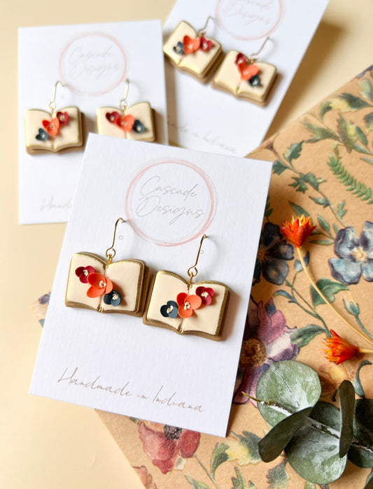 The Fall Page | Autumn Floral Book Earrings