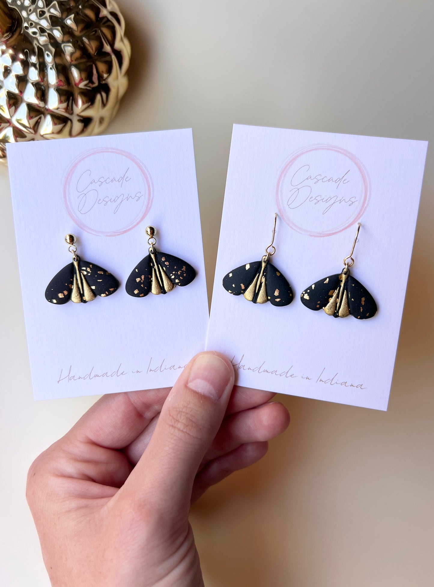 The Flitter | Gold Sparkle Moth Earrings