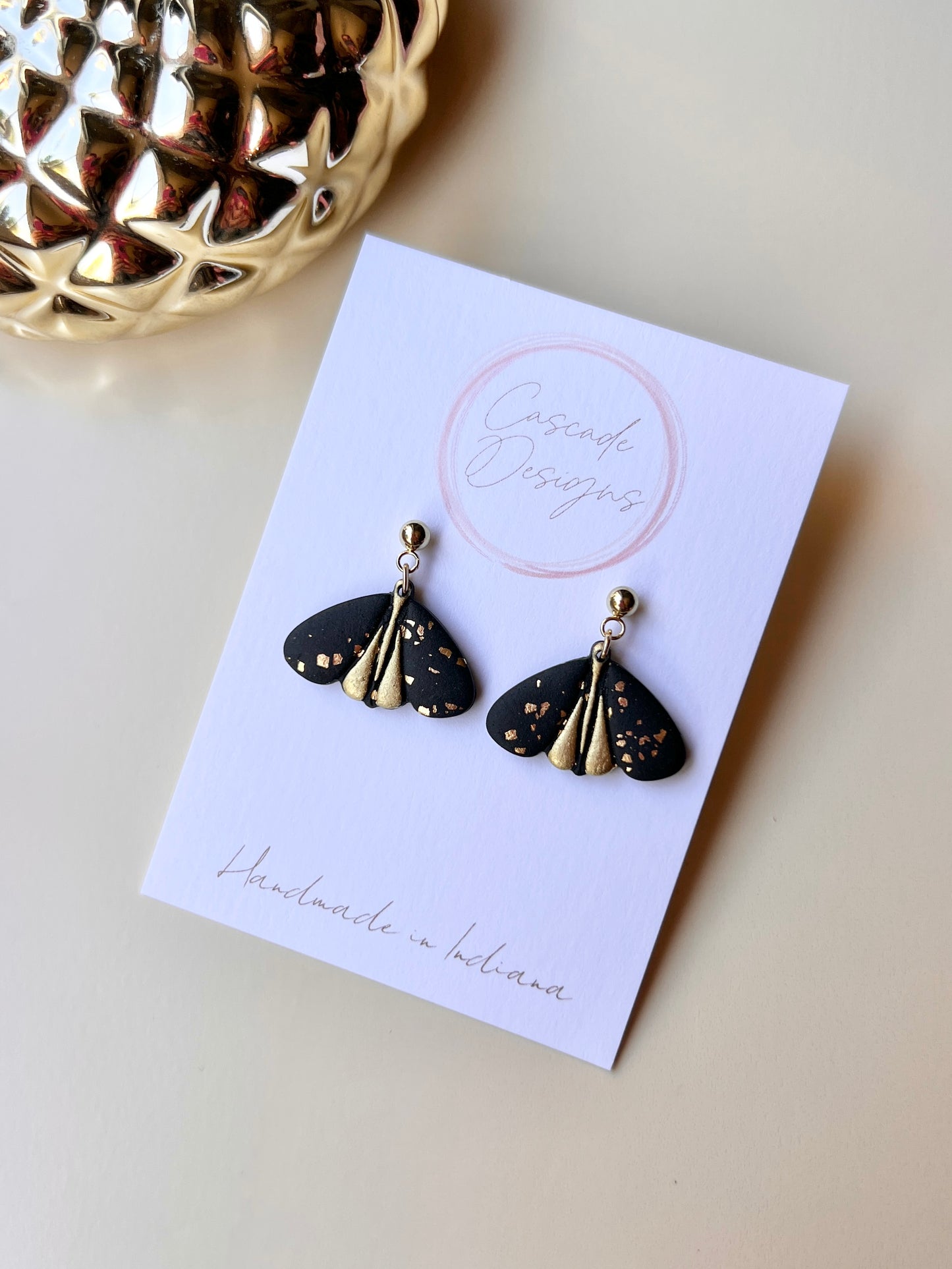 The Flitter | Gold Sparkle Moth Earrings