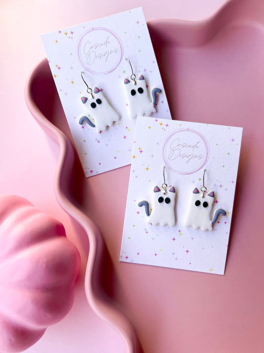 The Boo Kitty | Cat Ghost Earrings