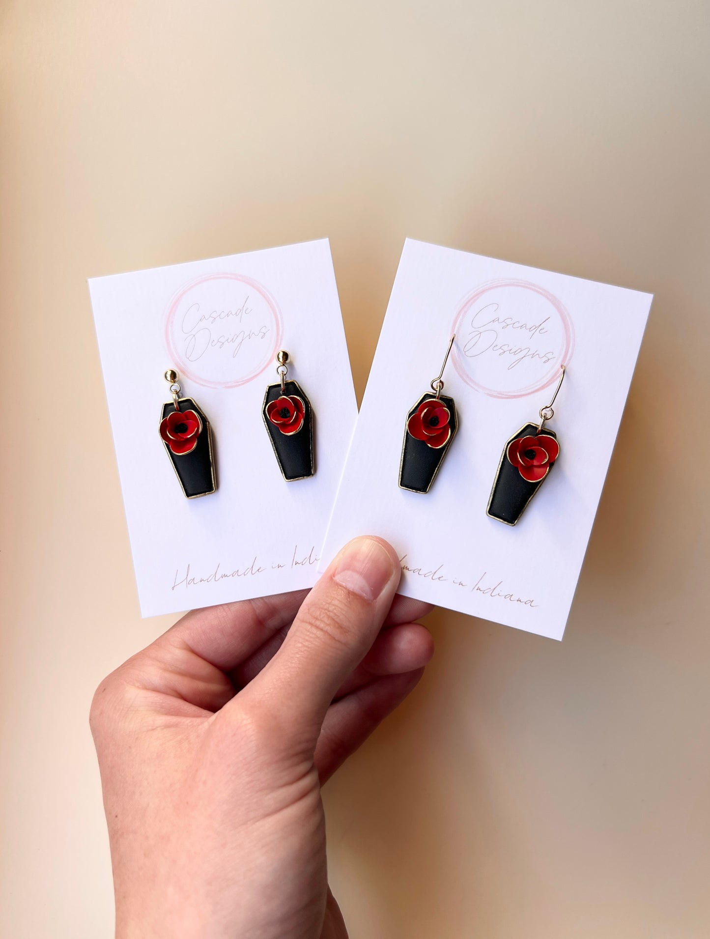The Twilight | Red Rose Casket Earrings