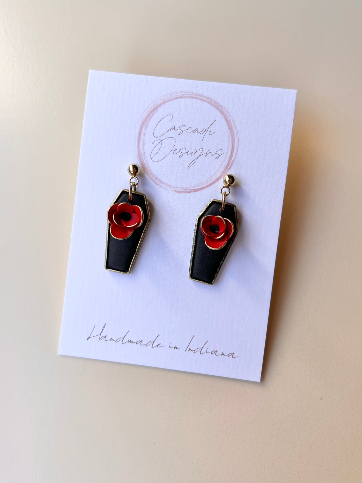 The Twilight | Red Rose Casket Earrings