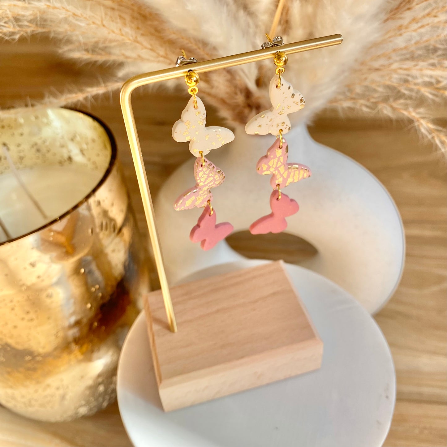 The Luster Mona | Gold Flake Butterfly Clay Earrings