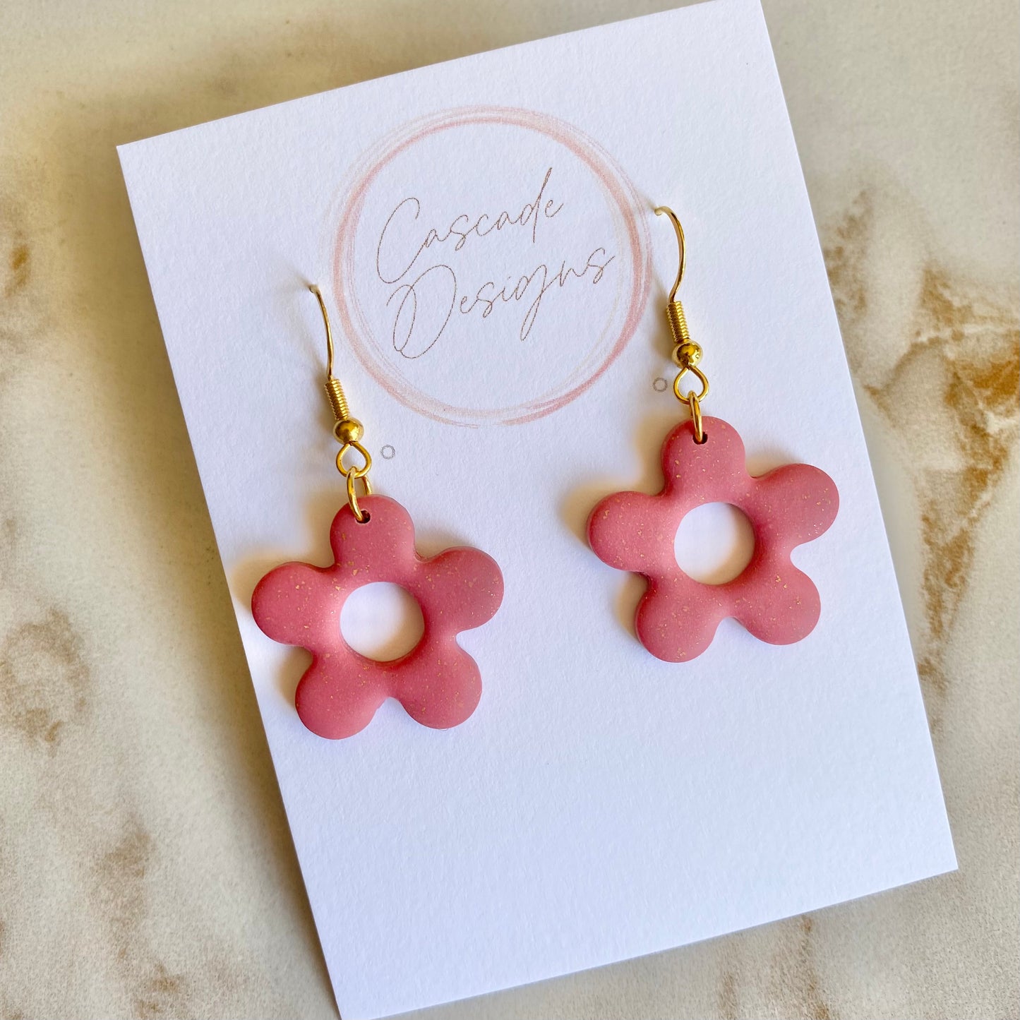 The Luster Izzy | Double and Single Gold Flake Flower Clay Earrings