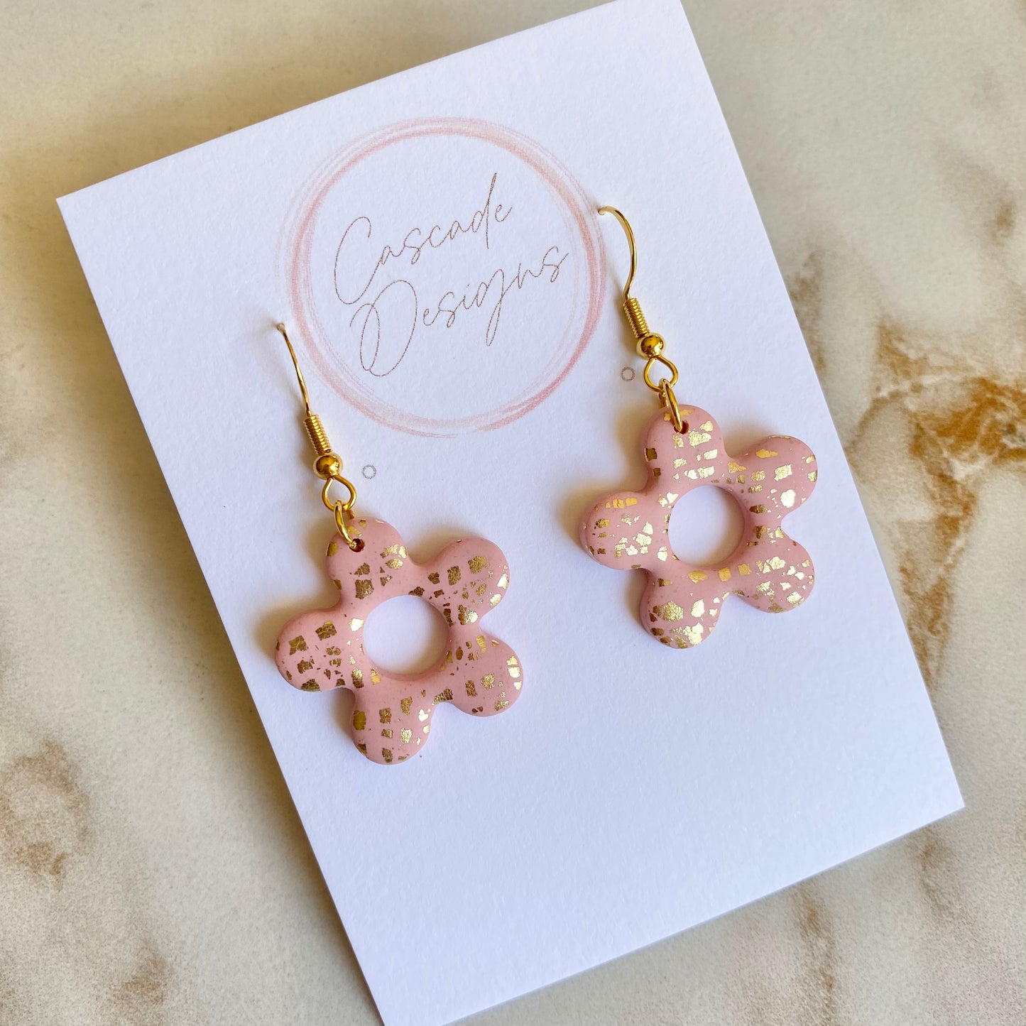 The Luster Izzy | Double and Single Gold Flake Flower Clay Earrings