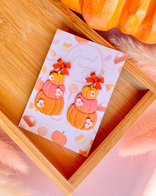 The Jacki Ombre | Floral Pumpkin Clay Earrings