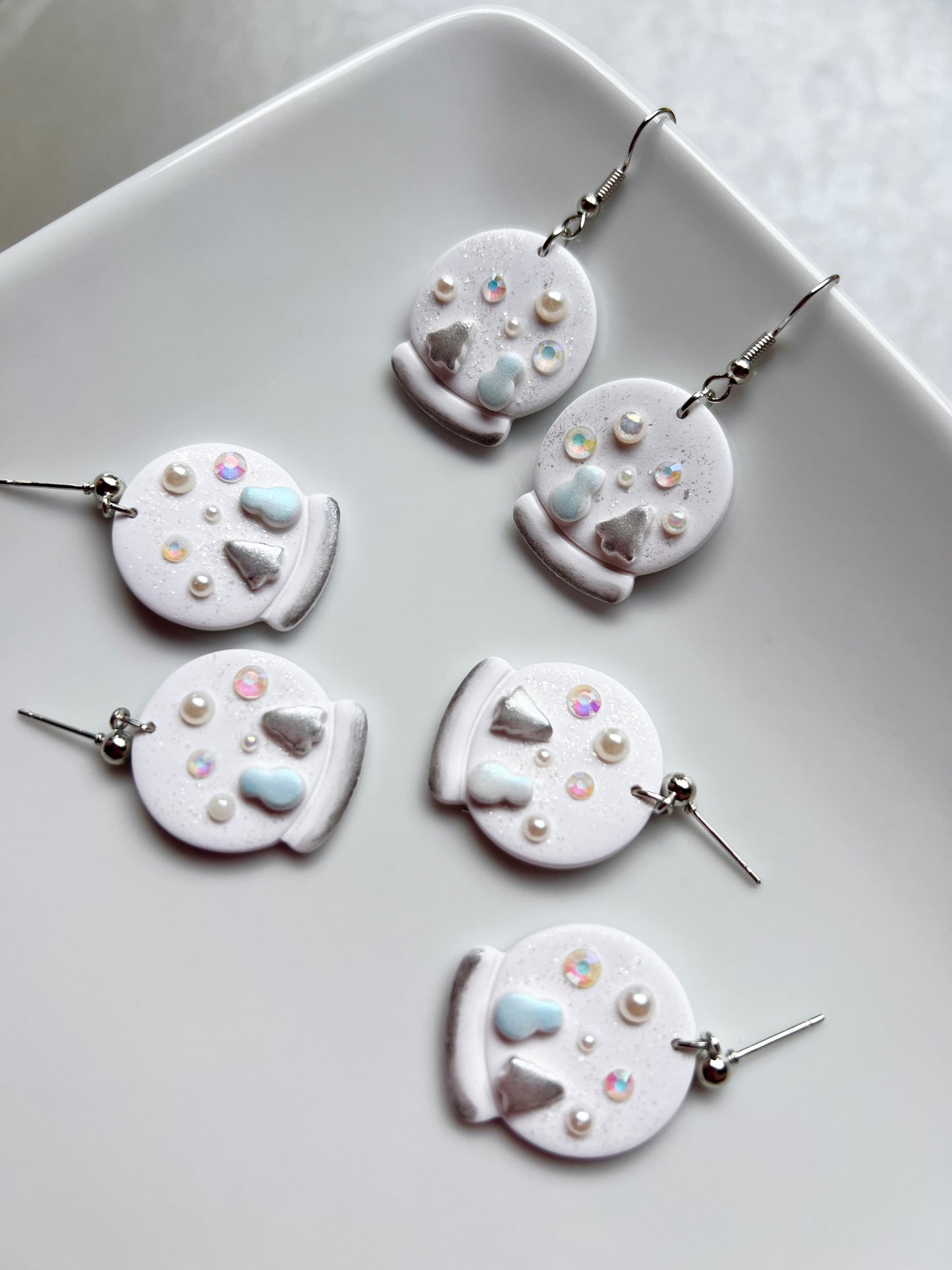 The Flurri | Snow Globe Clay Earrings