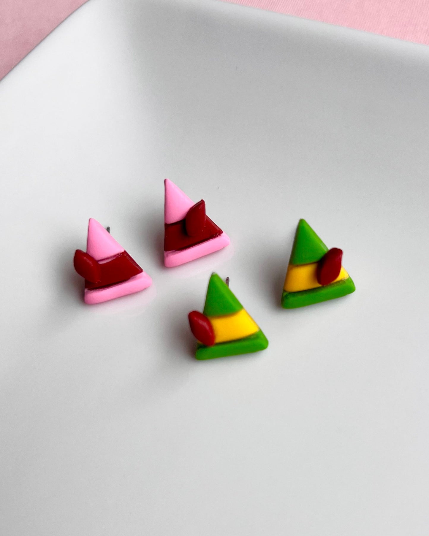 The Baby Buddi | Feathered Hat Clay Earring Studs