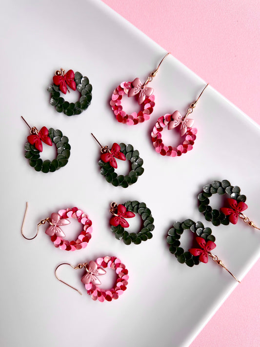 The Holli | Dusted Christmas Wreath Clay Earrings