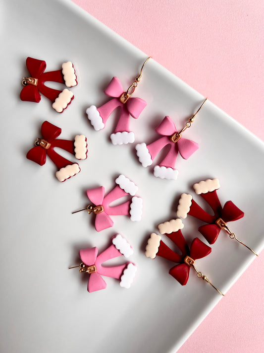 The Jolli | Santa Bow Clay Earrings