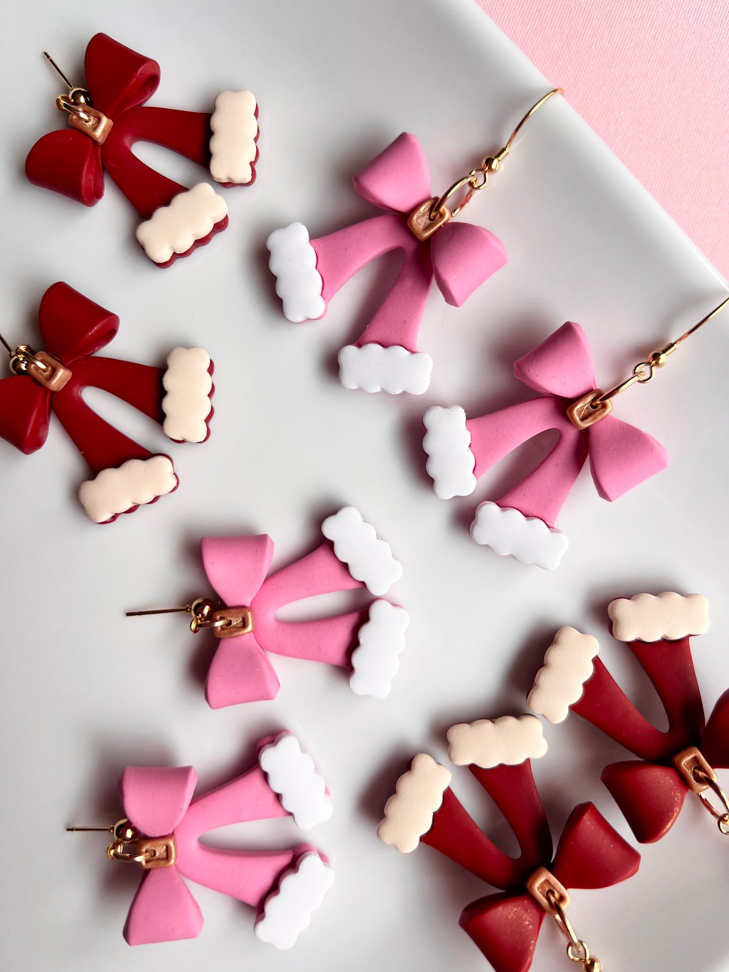The Jolli | Santa Bow Clay Earrings