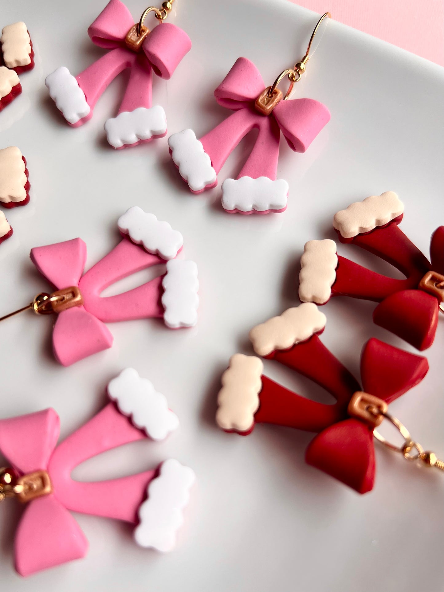The Jolli | Santa Bow Clay Earrings