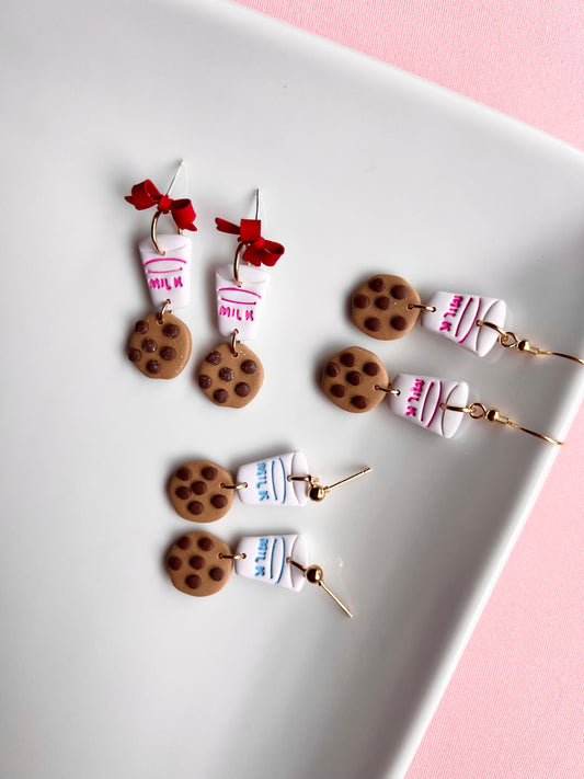 The Midnight Snack | Milk and Cookies Clay Earrings