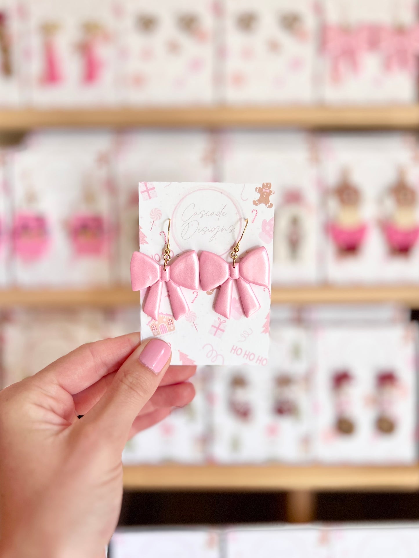 The Tinsel | Shimmery Bow Clay Earrings