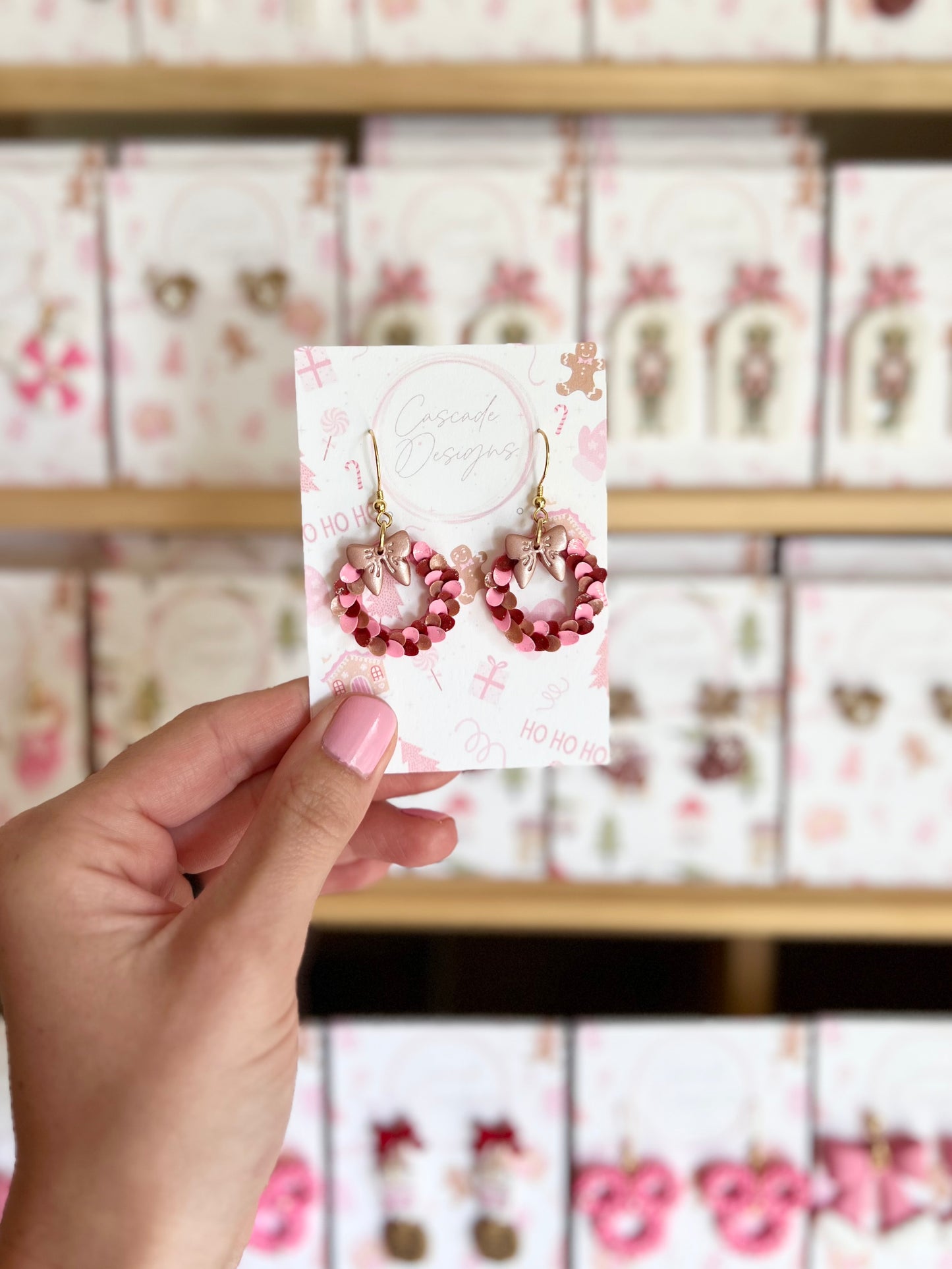 The Holli | Dusted Christmas Wreath Clay Earrings