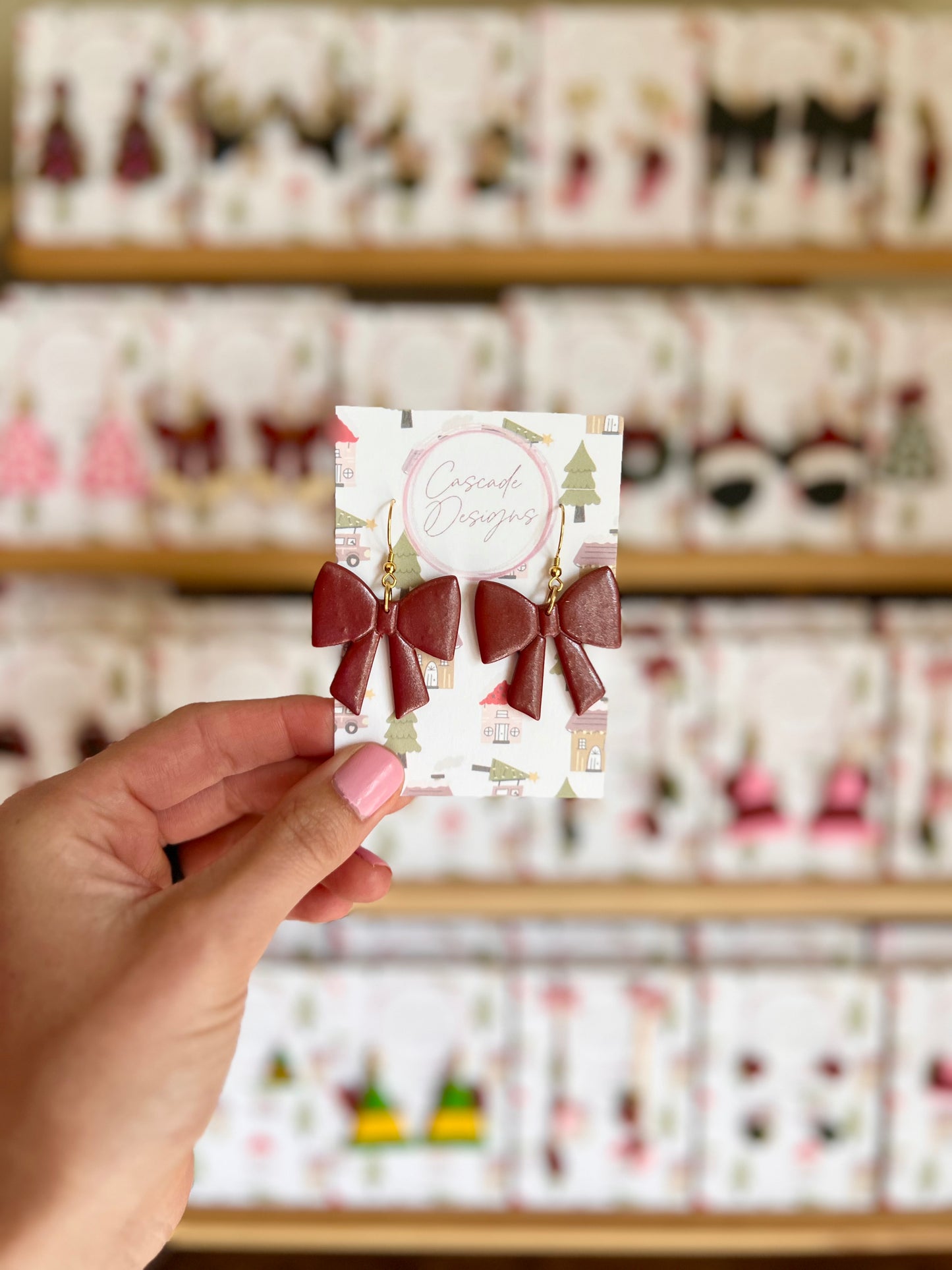 The Tinsel | Shimmery Bow Clay Earrings