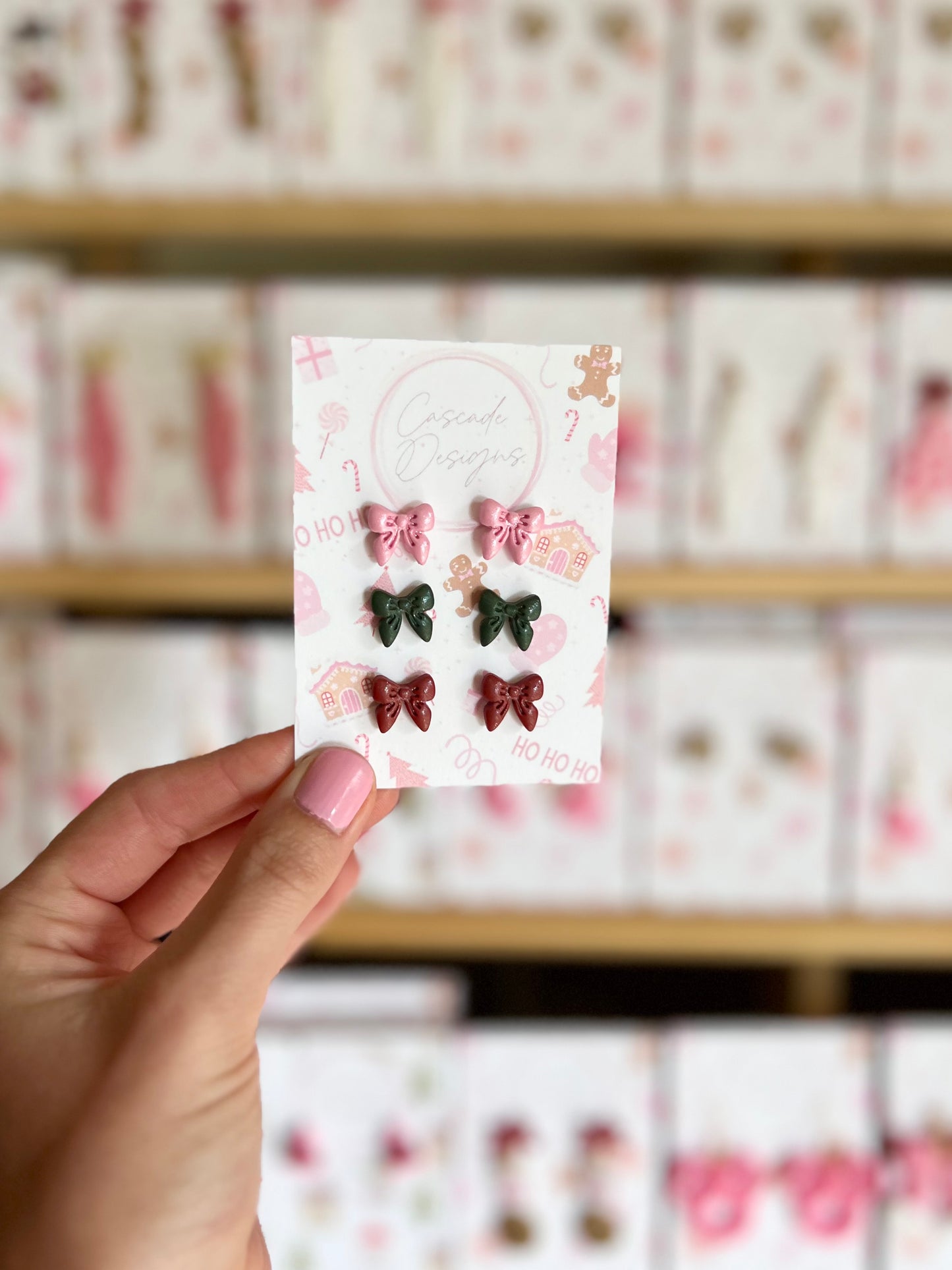 The Ribbon | Shimmery Bow Clay Studs