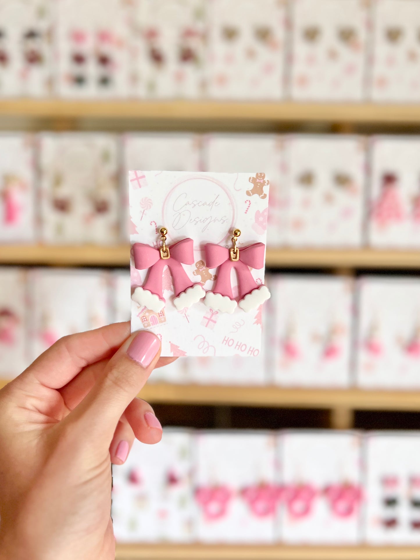 The Jolli | Santa Bow Clay Earrings