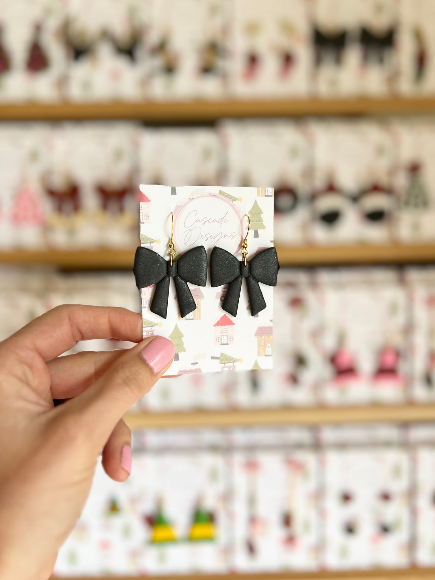 The Tinsel | Shimmery Bow Clay Earrings