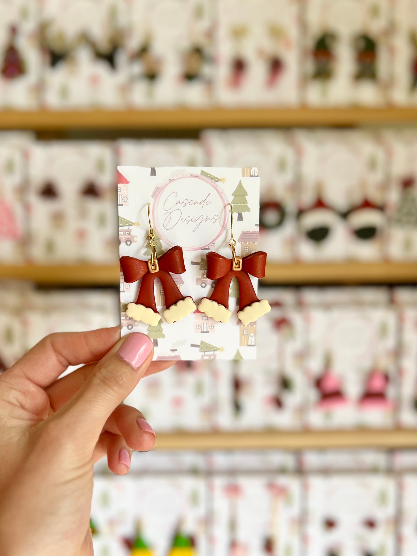 The Jolli | Santa Bow Clay Earrings