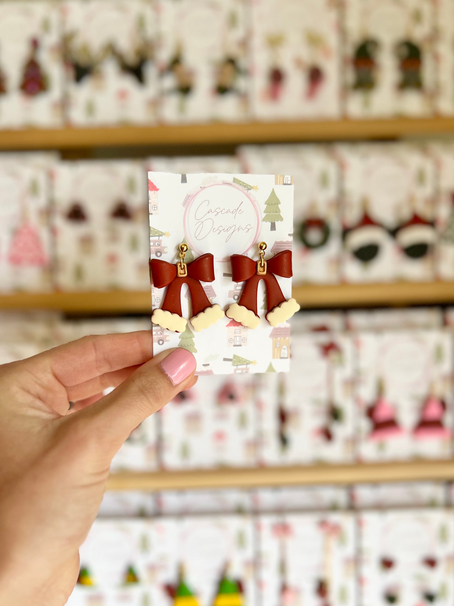 The Jolli | Santa Bow Clay Earrings