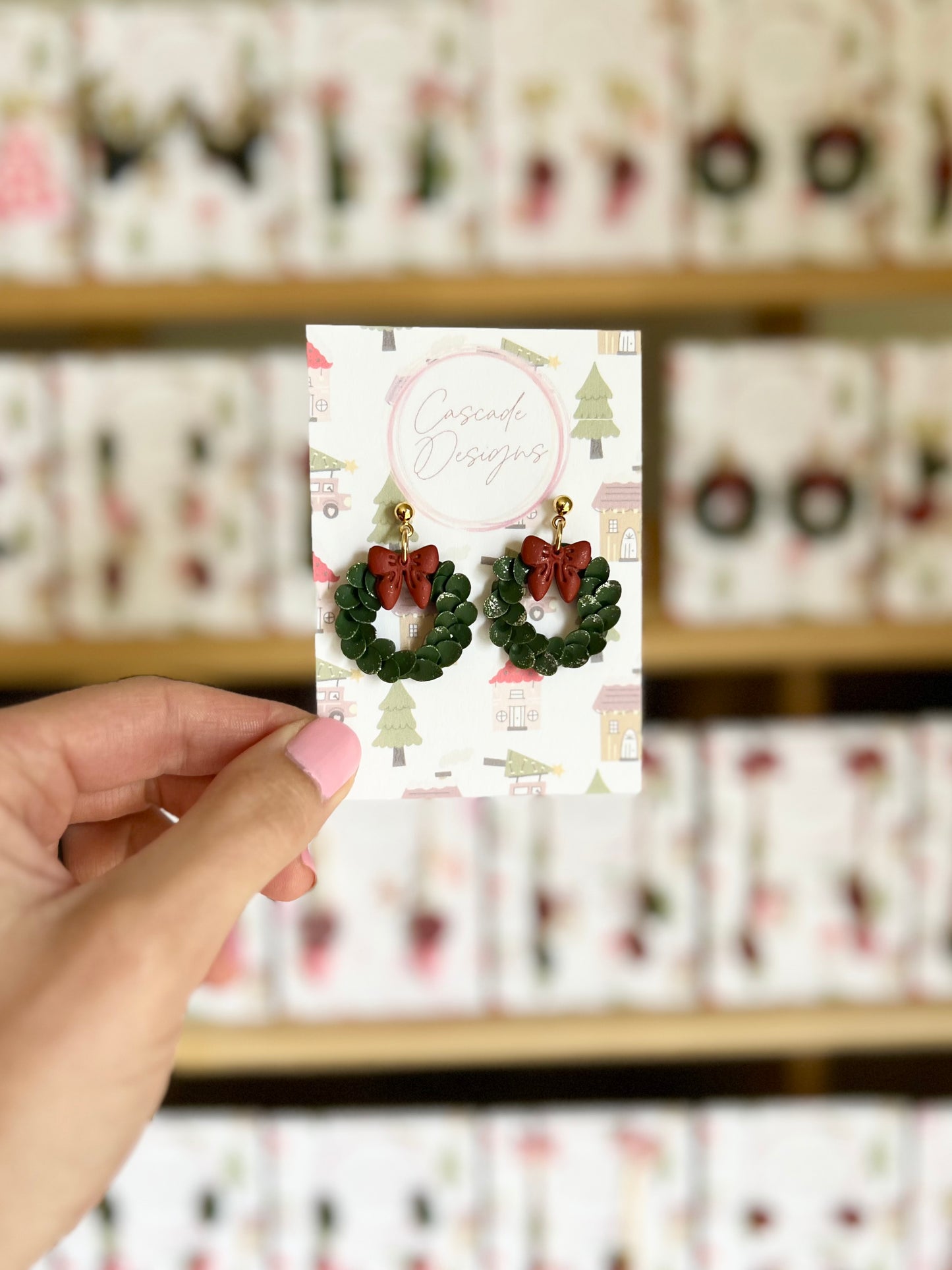 The Holli | Dusted Christmas Wreath Clay Earrings