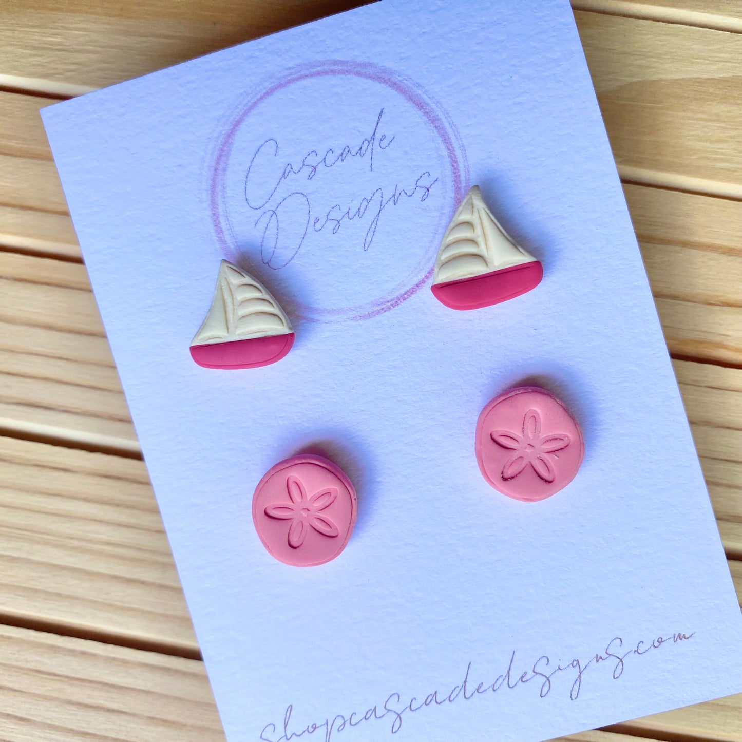 The Sunni | Sand Dollar and Sailboat Clay Earring Studs - Set of 2