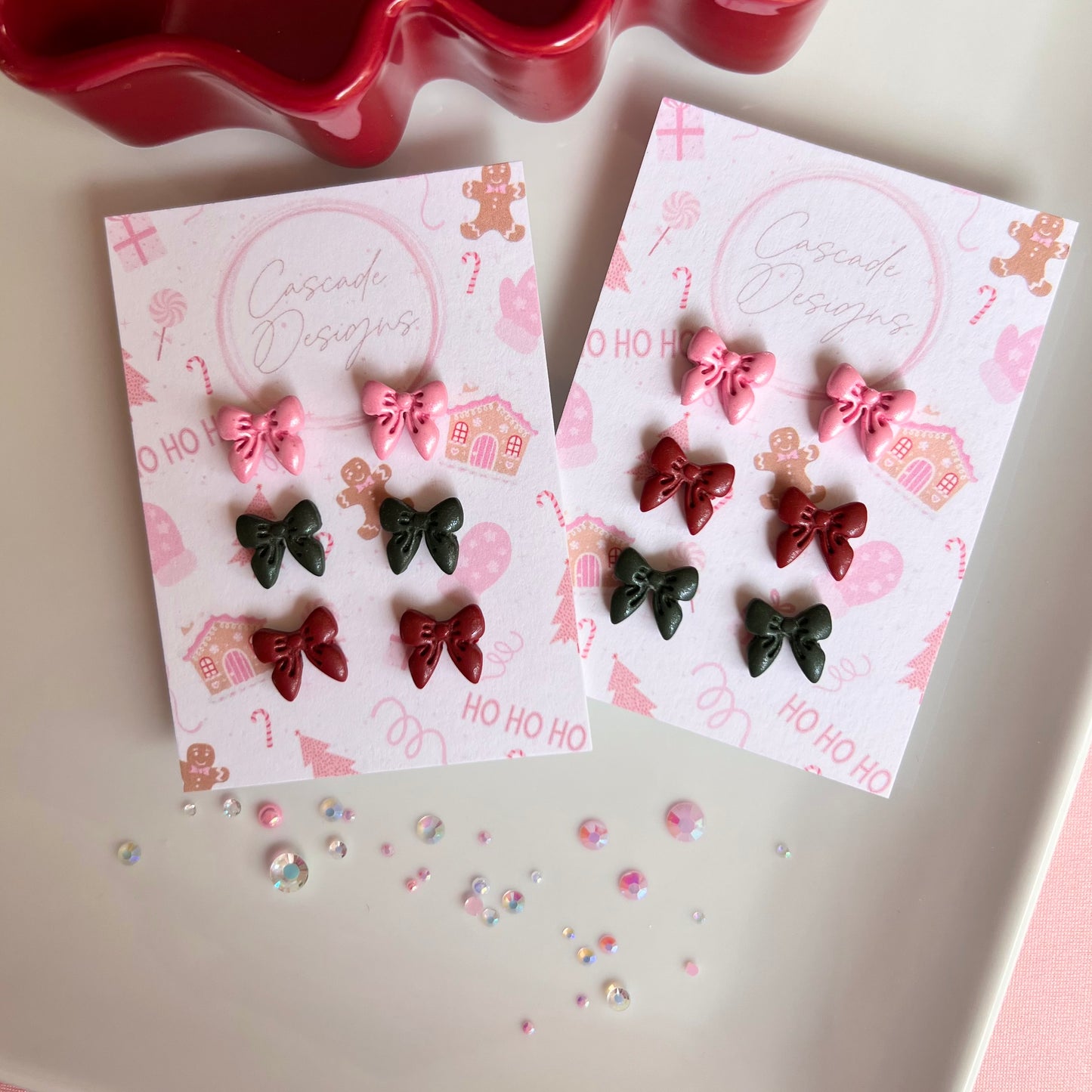 The Ribbon | Shimmery Bow Clay Studs