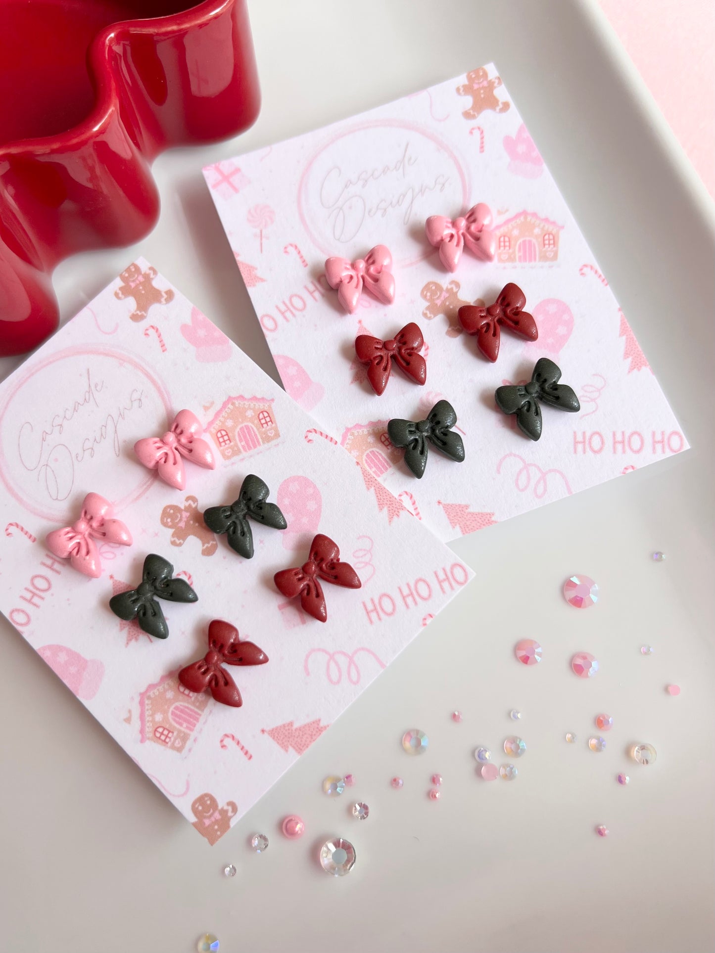 The Ribbon | Shimmery Bow Clay Studs