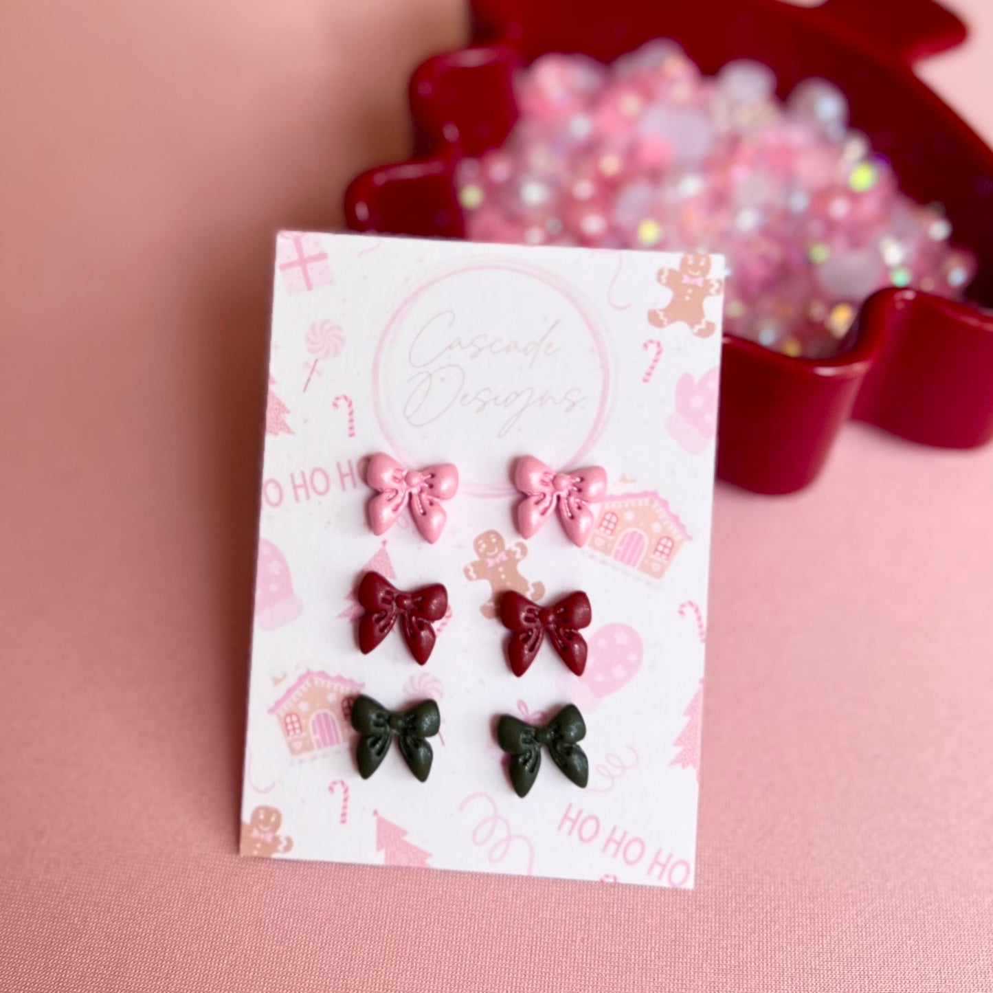 The Ribbon | Shimmery Bow Clay Studs
