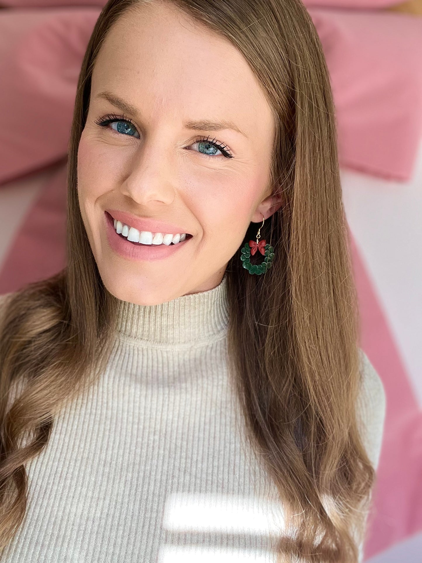 The Holli | Dusted Christmas Wreath Clay Earrings