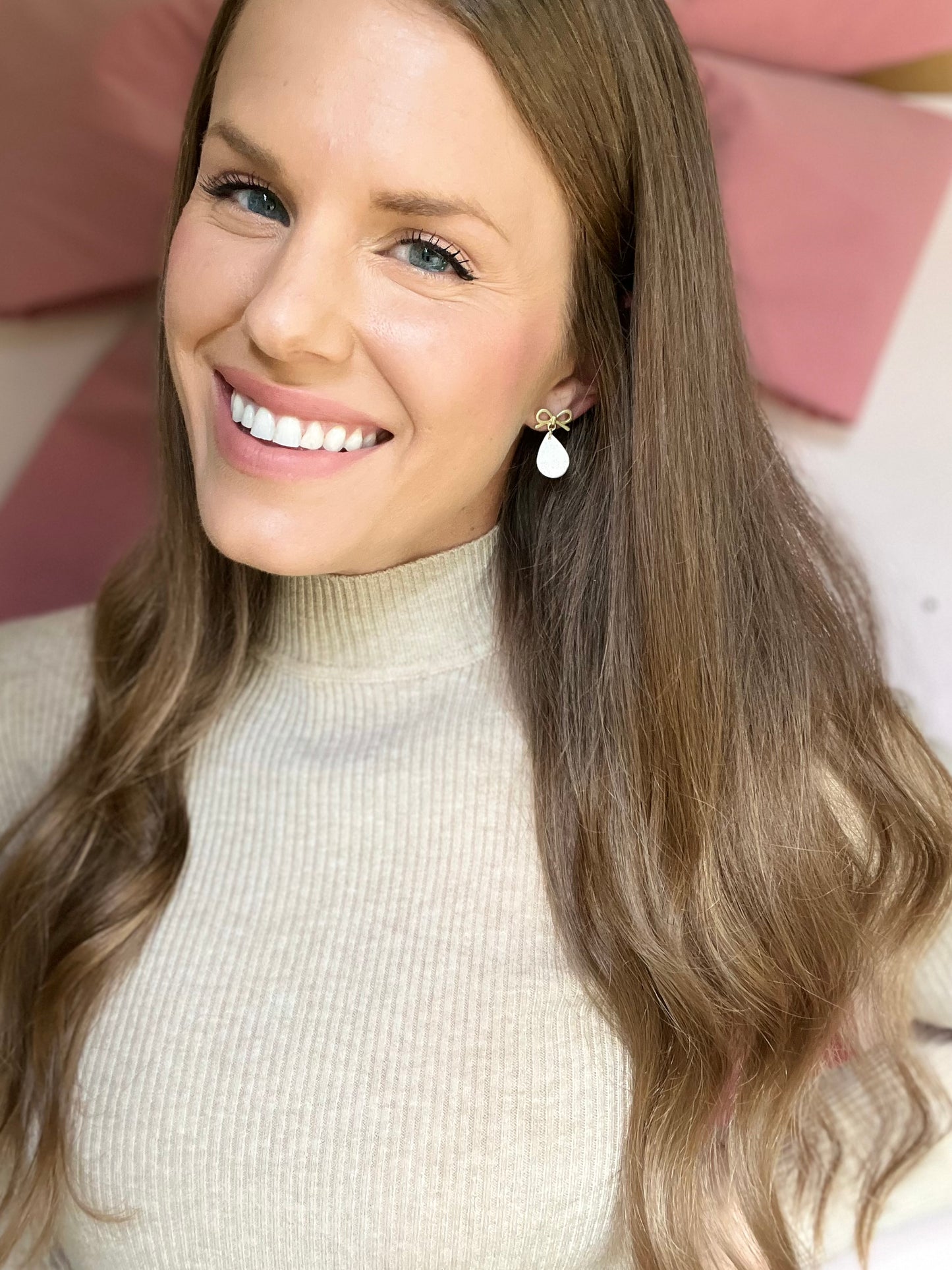 The Icicle | Snowflake Patterned Teardrop Clay Earrings