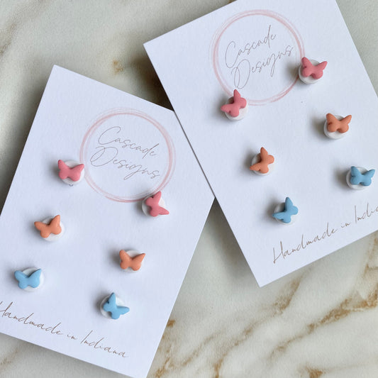 The Mini Mona | Butterfly Clay Earrings - Set of 3